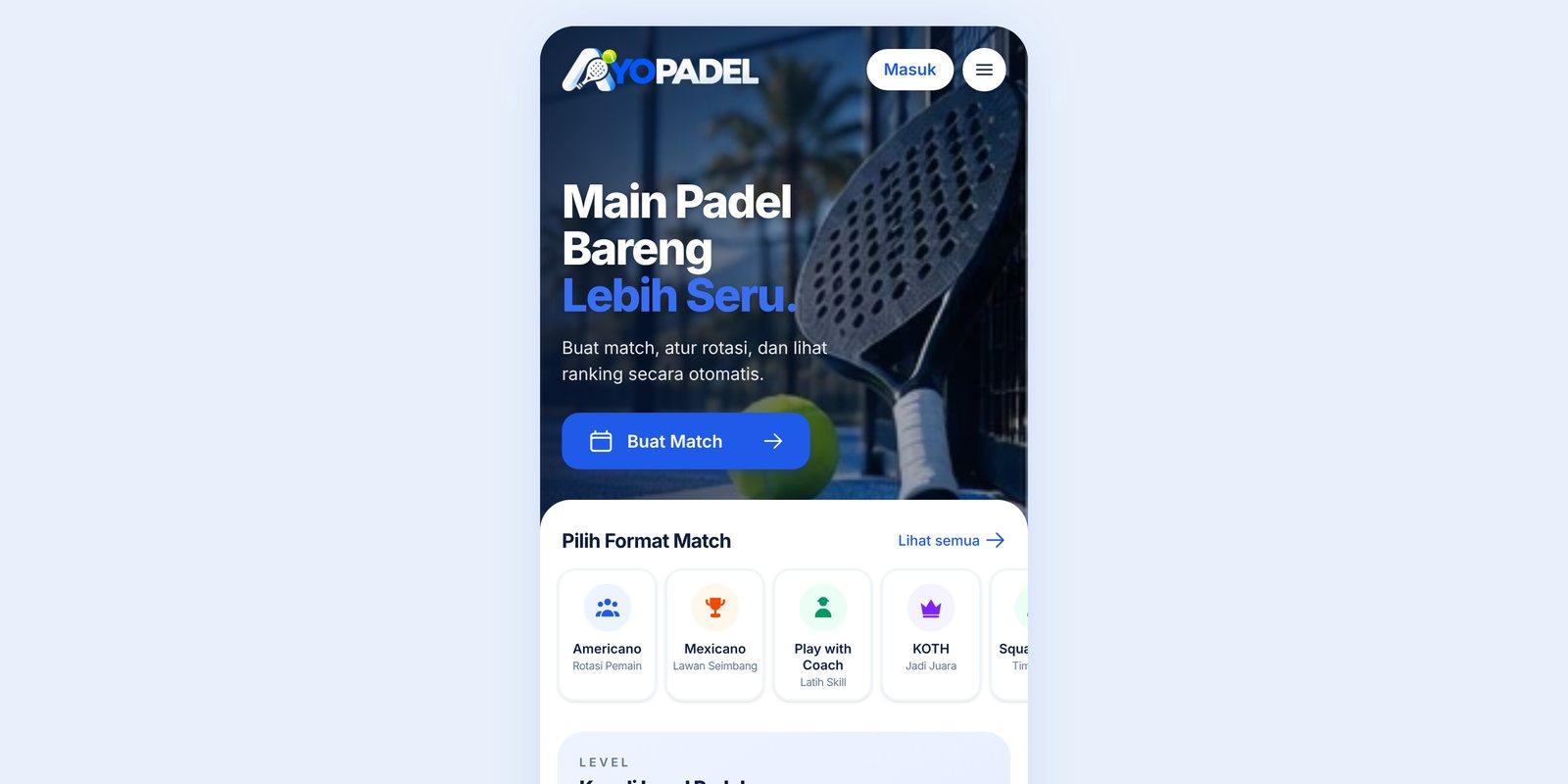 Tampilan Ayopadel