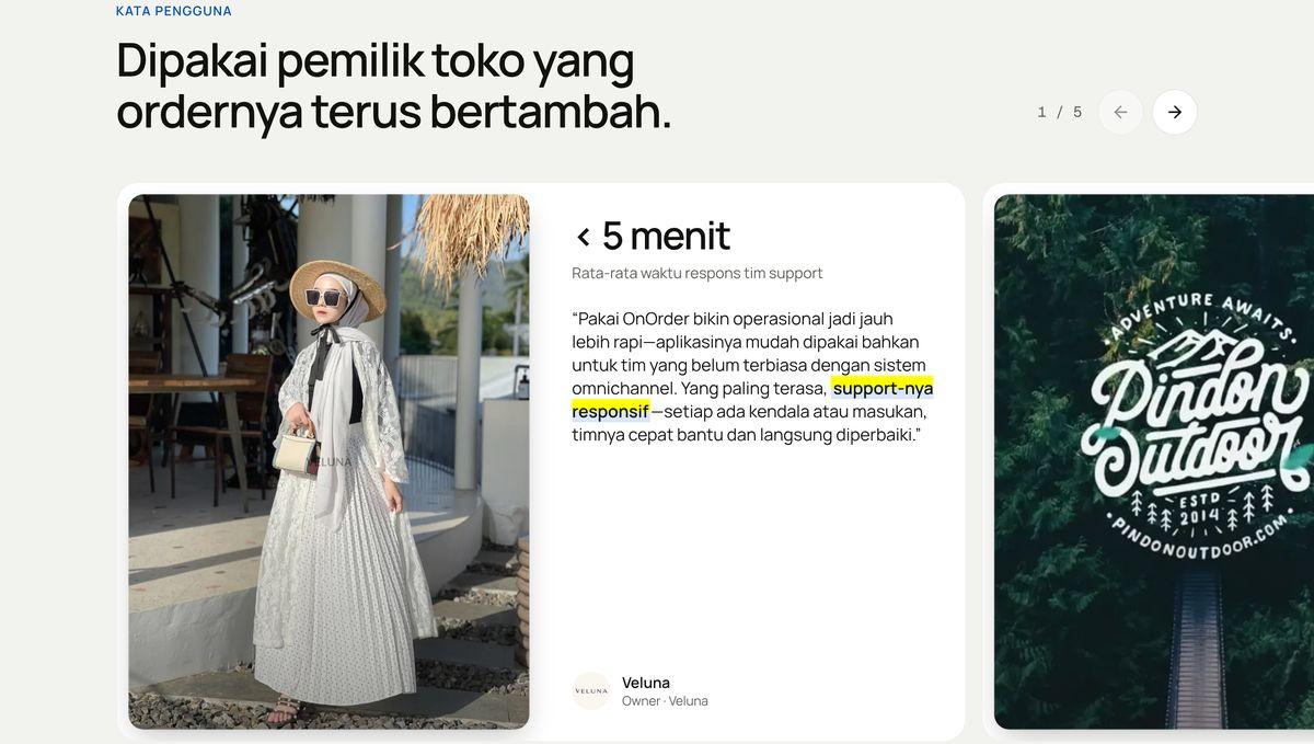 Testimoni pemilik toko yang memakai OnOrder