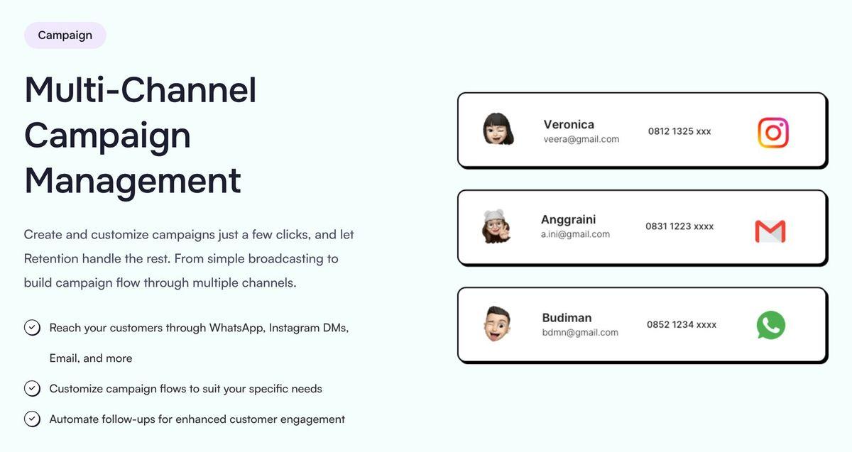 Kampanye multi-kanal: WhatsApp, Instagram, email